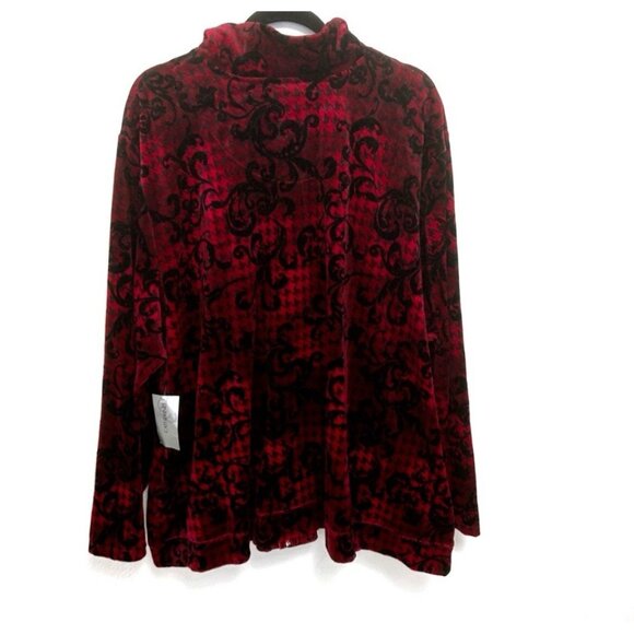 Liz & Me for Catherines Women’s Red 3X Velour Velvet Full Zip Sweatshirt Holiday - Picture 3 of 10